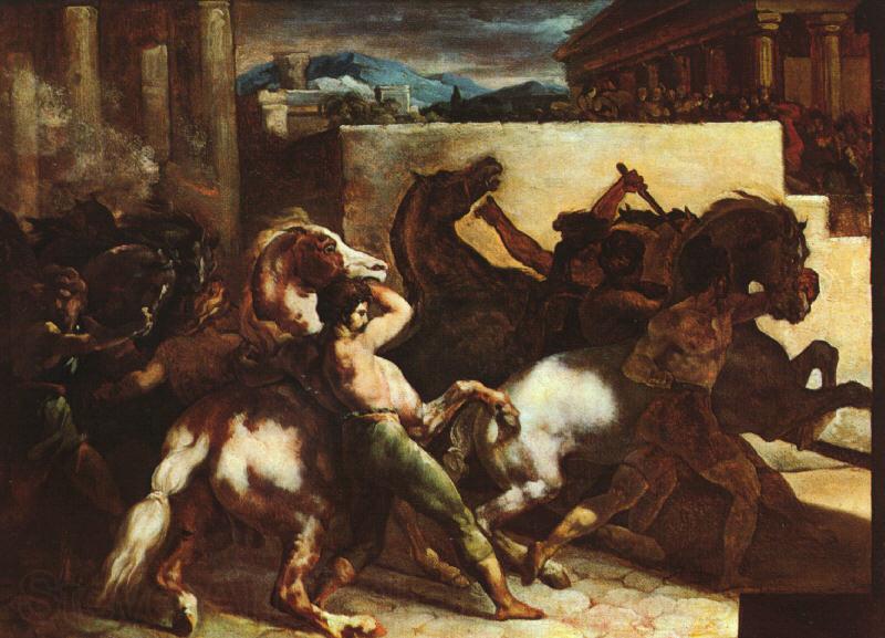  Theodore   Gericault The Race of the Barbary Horses Germany oil painting art